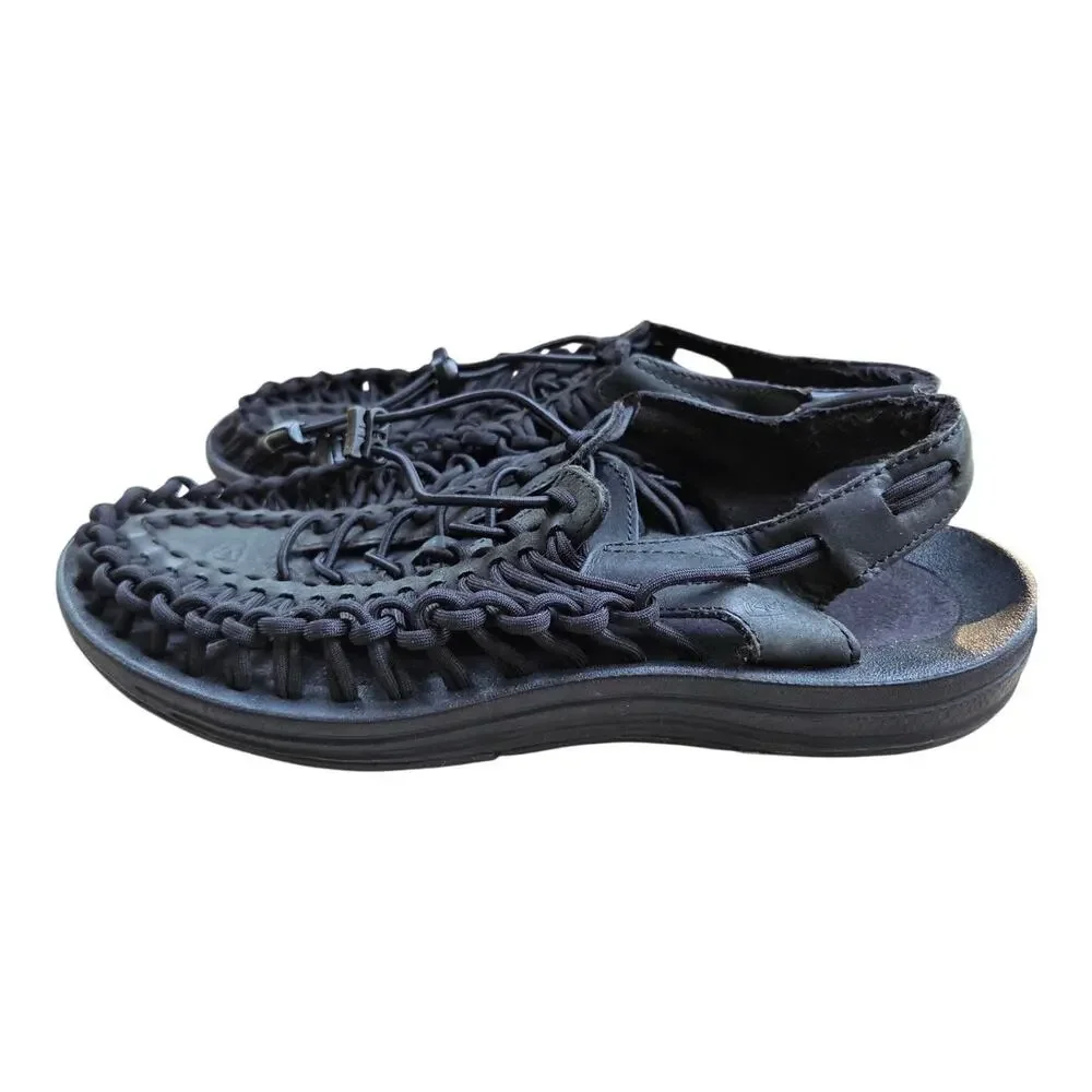 KEEN Uneek Men 9.5 Black Bungee Cord Water Sandals Outdoor Hiking Shoes 1014097